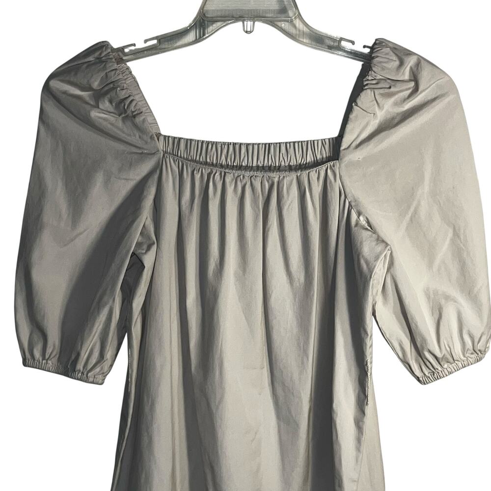 Faherty Khai Poplin Puff Sleeve Cotton Off-Shoulder Dress XS Beige Neutral - Picture 3 of 10